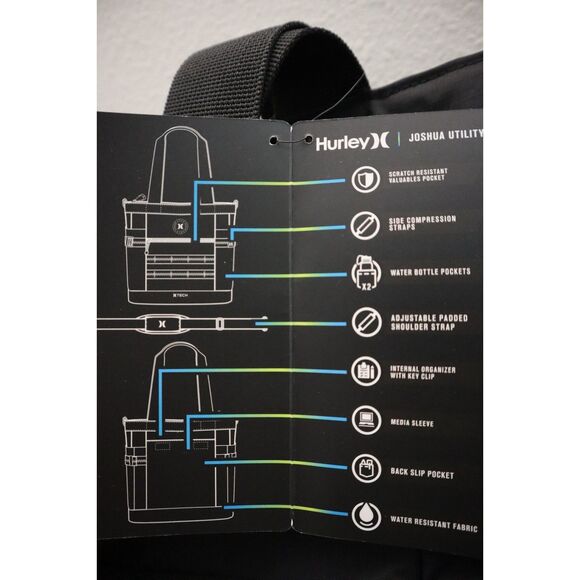 Hurley MA7441-K90 Unisex One Size Black/Multi Joshua Utility Tote Bag - Picture 14 of 16